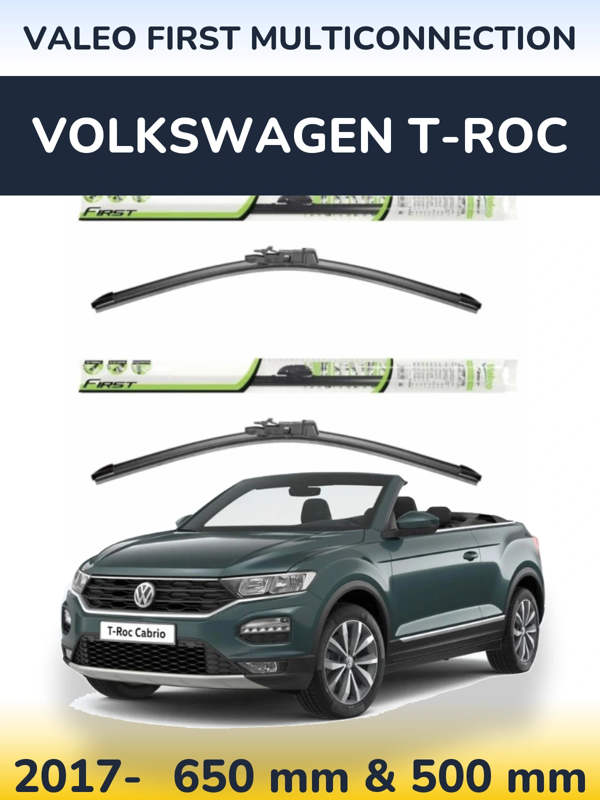 Sada předních stěračů Valeo First MultiConnection 650 a 500 mm pro Volkswagen T-Roc 2017-2026
