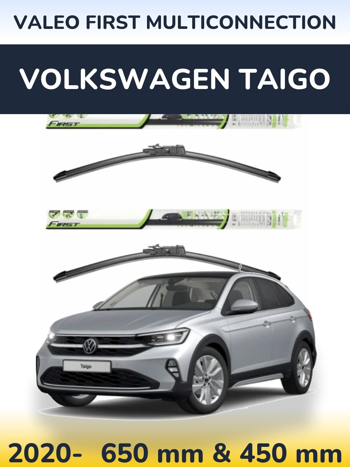 Sada předních stěračů Valeo First MultiConnection 650 a 450 mm pro Volkswagen Taigo 2020-2026