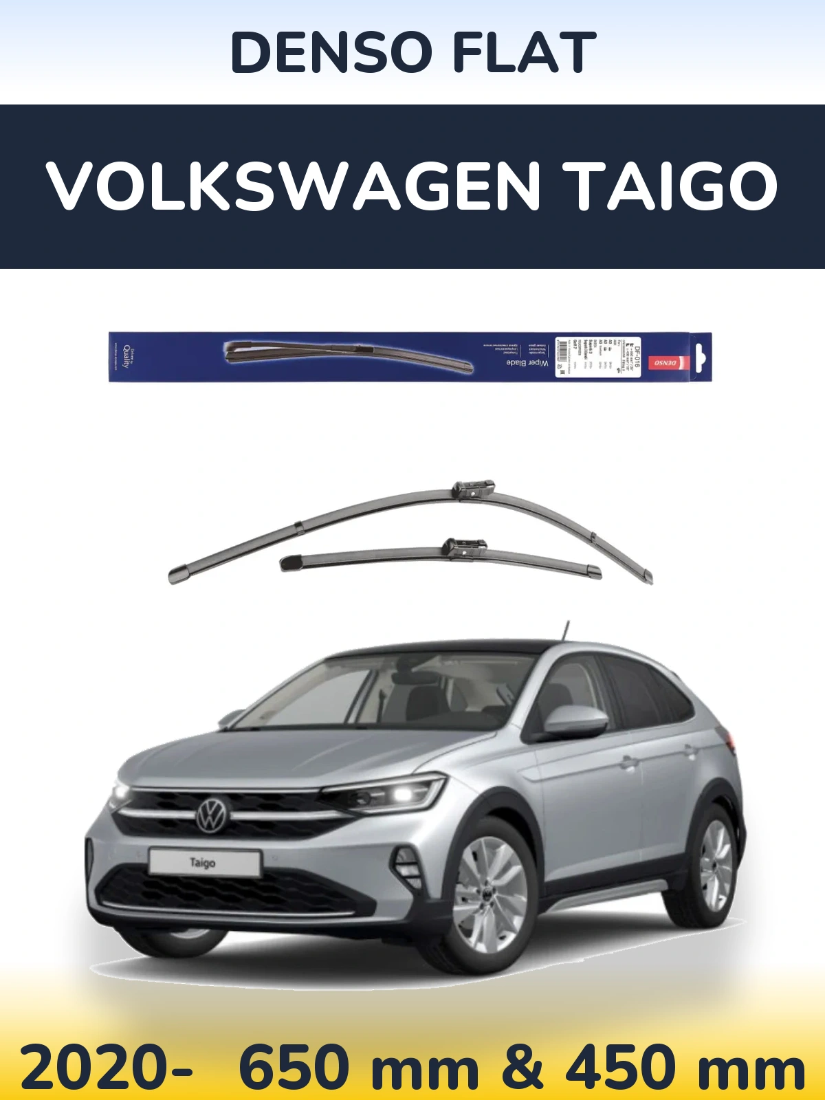 Sada předních stěračů Denso Flat 650 a 450 mm pro Volkswagen Taigo 2020-2026