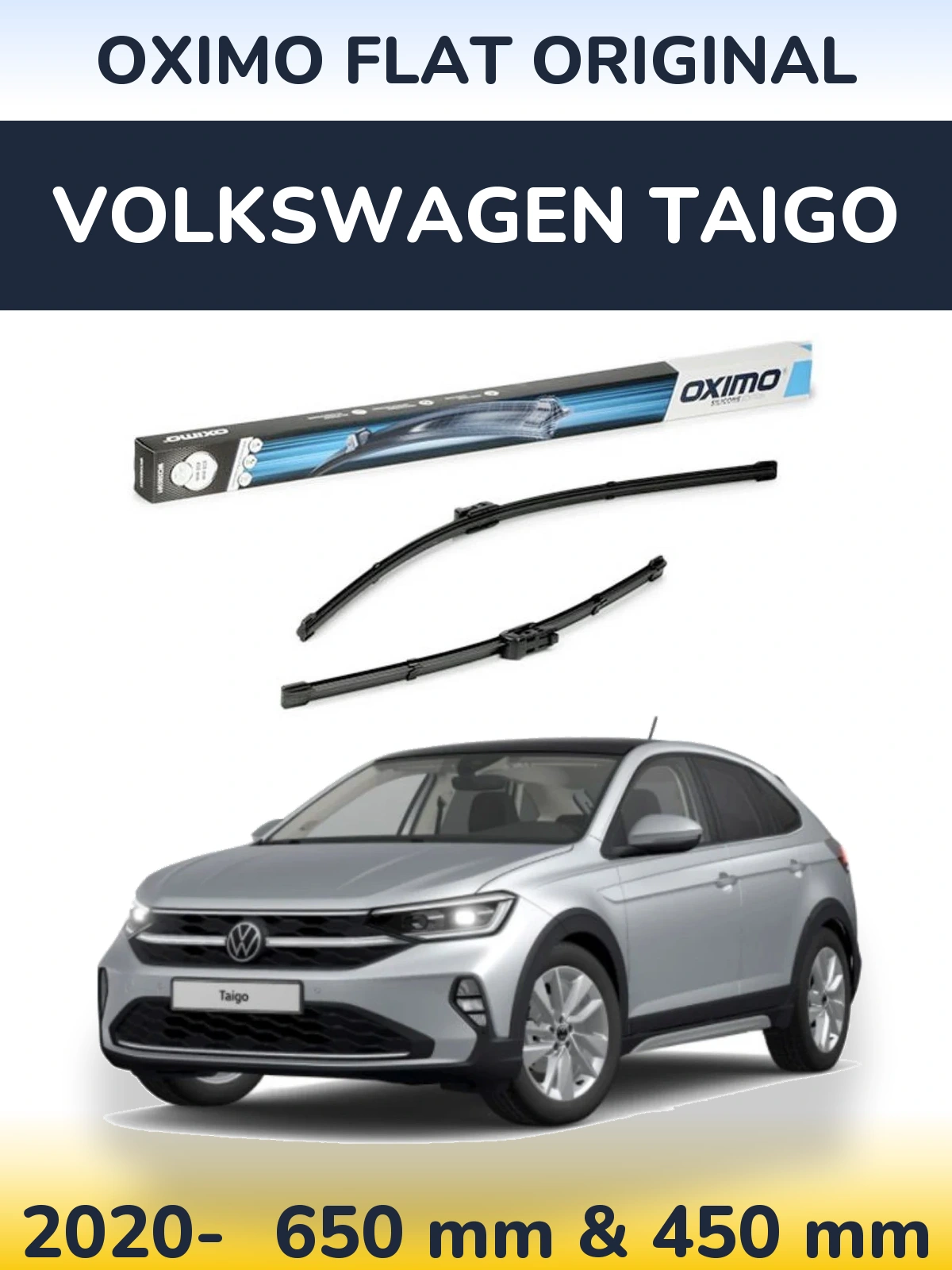 Sada předních stěračů Oximo Flat Original 650 a 450 mm pro Volkswagen Taigo 2020-2026