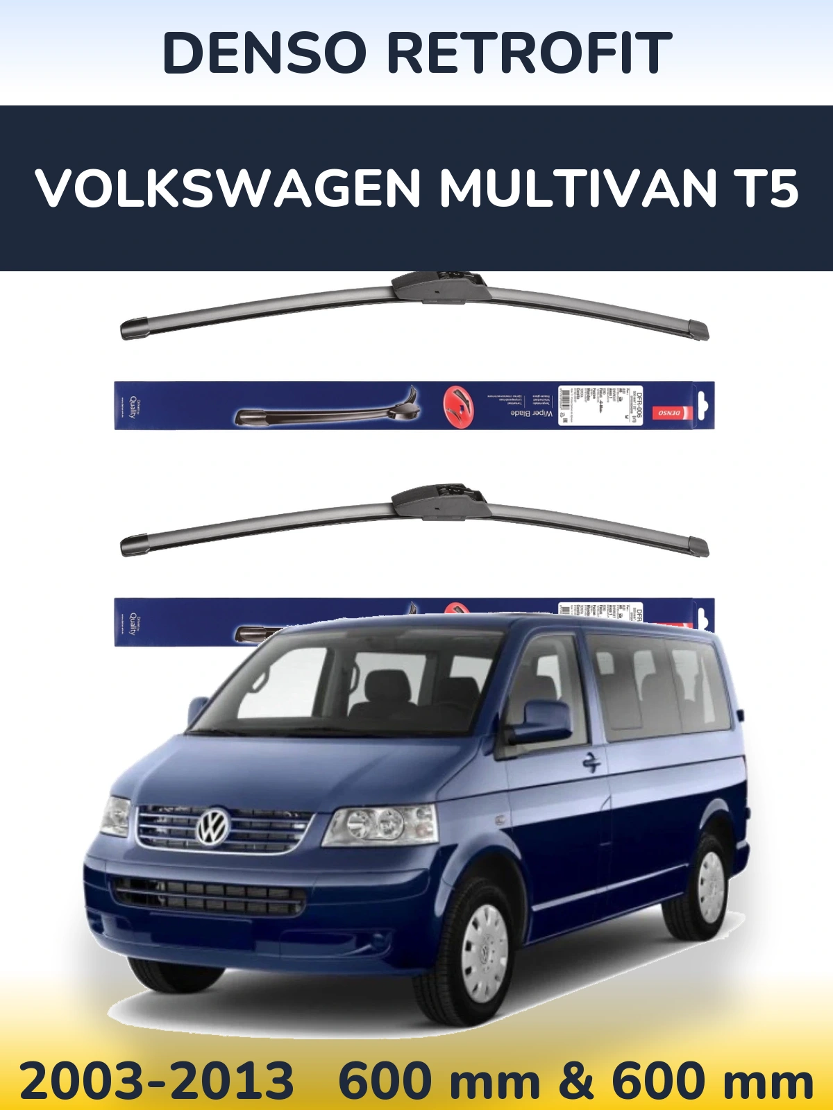 Sada předních stěračů Denso Retrofit 600 a 600 mm pro Volkswagen Multivan T5 2003-2013