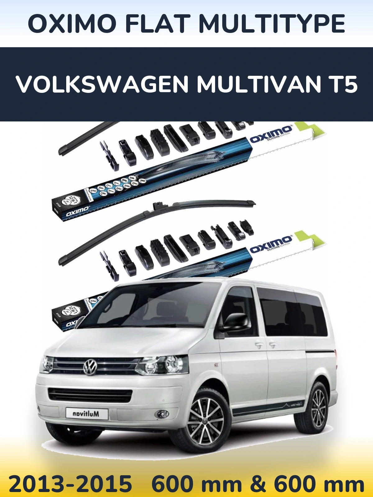 Sada předních stěračů Oximo Flat MultiType 600 a 600 mm pro Volkswagen Multivan T5 2013-2015