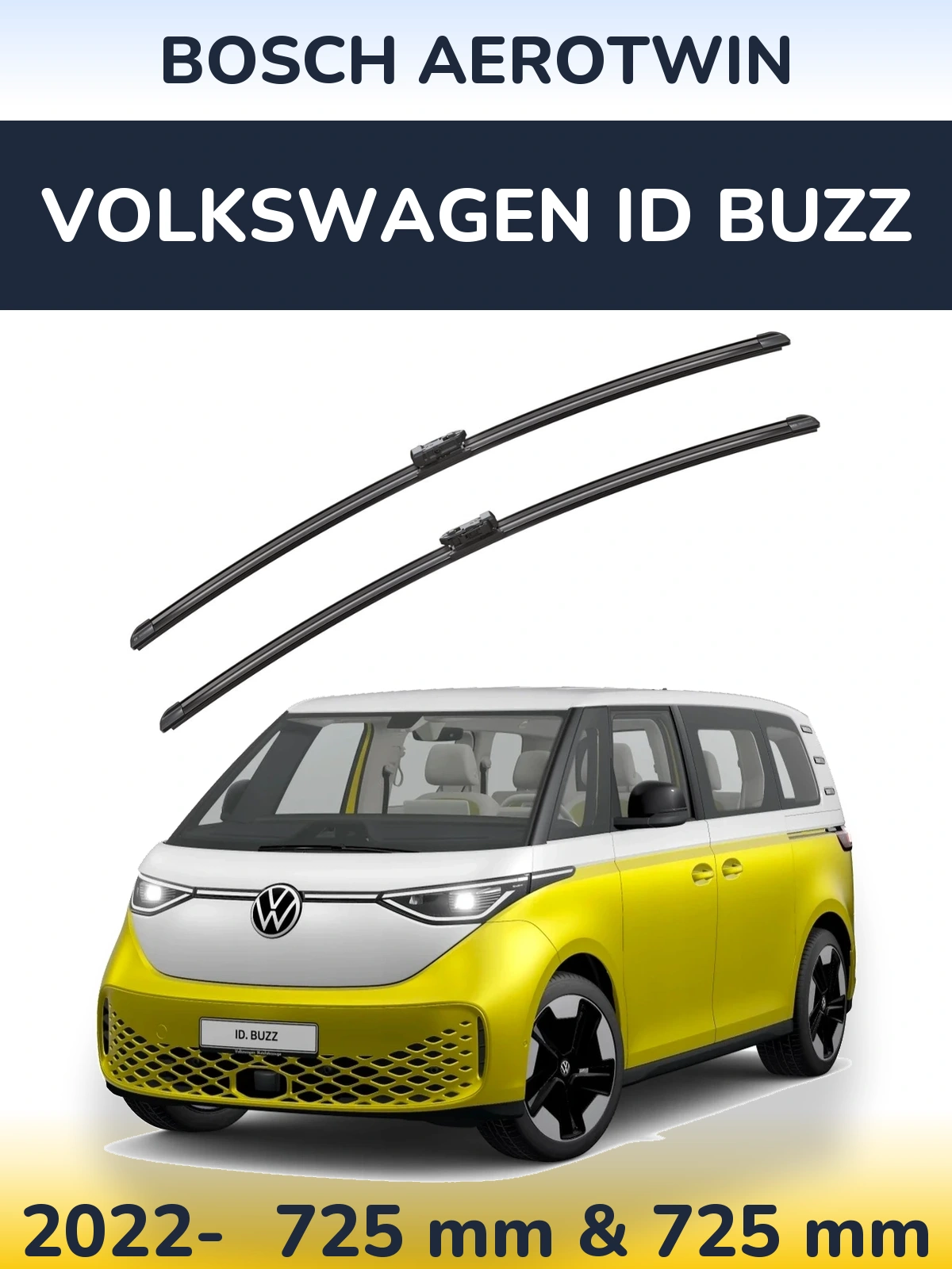 Sada předních stěračů BOSCH AeroTwin 725 a 725 mm pro Volkswagen ID Buzz 2022-2026