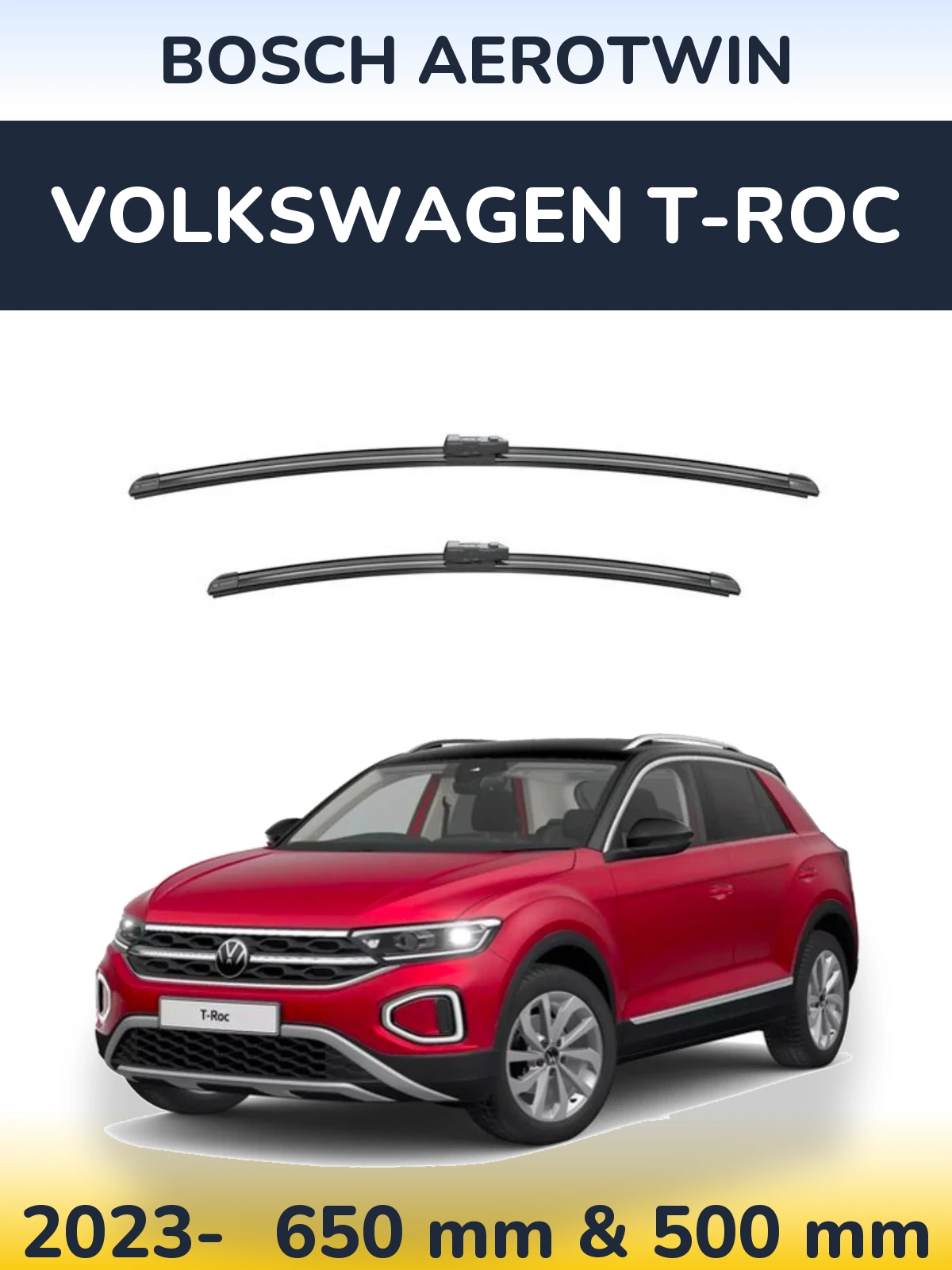 Sada předních stěračů BOSCH AeroTwin 650 a 500 mm pro Volkswagen T-Roc 2023-2026