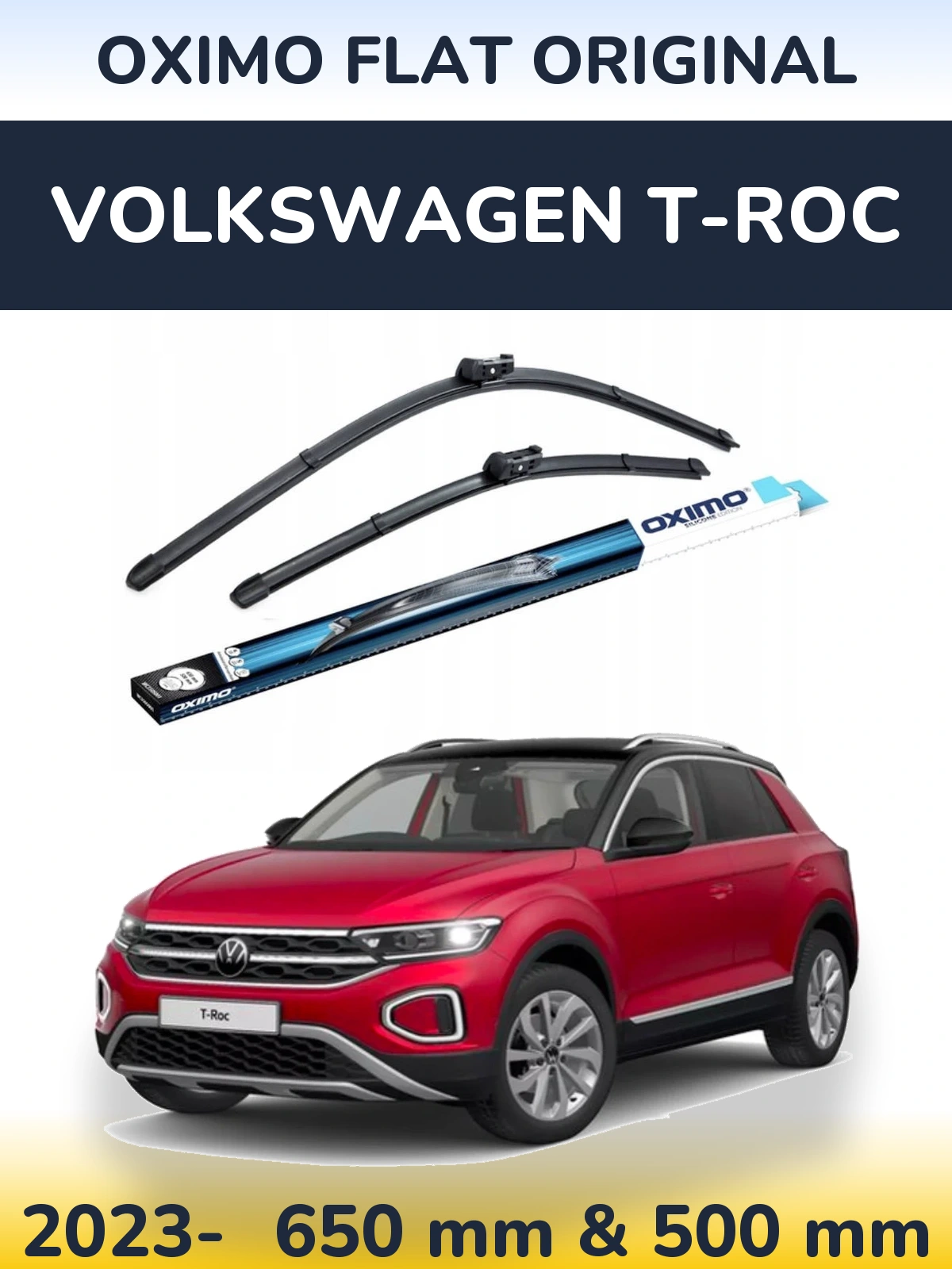 Sada předních stěračů Oximo Flat Original 650 a 500 mm pro Volkswagen T-Roc 2023-2026