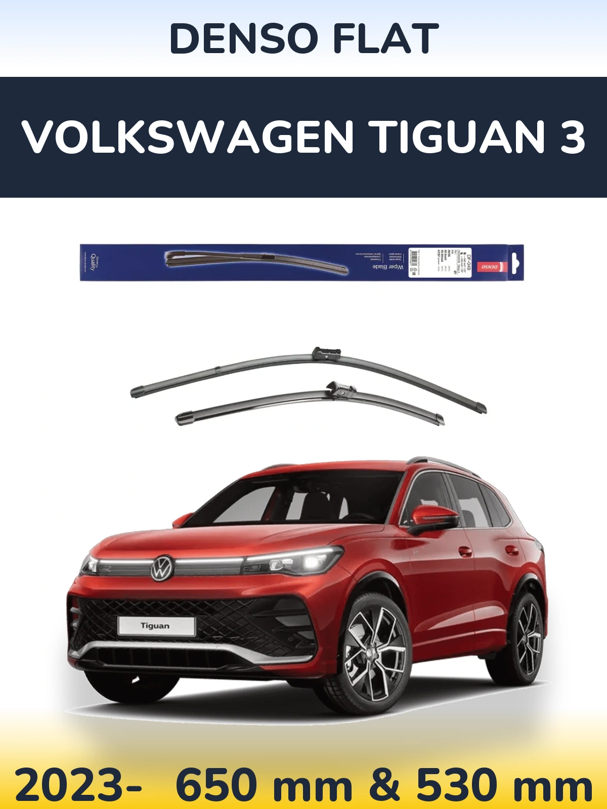 Sada předních stěračů Denso Flat 640 a 520 mm pro Volkswagen Tiguan 3 2023-2026