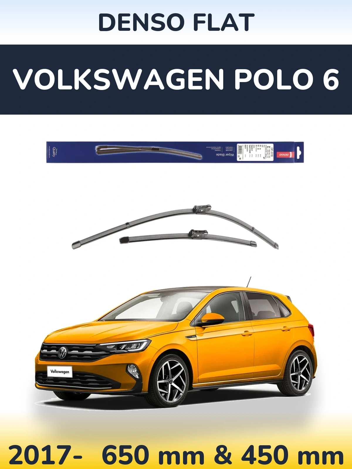 Sada předních stěračů Denso Flat 650 a 450 mm pro Volkswagen Polo 6 2017-2026