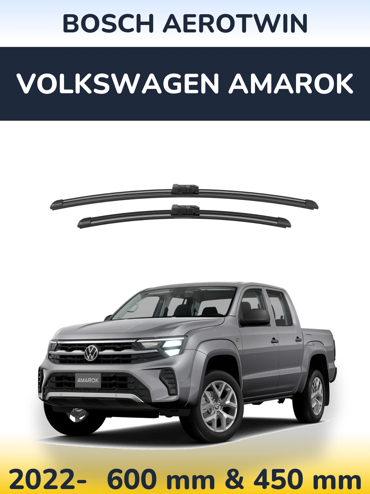 Sada předních stěračů BOSCH AeroTwin 600 a 450 mm pro Volkswagen Amarok 2022-2026