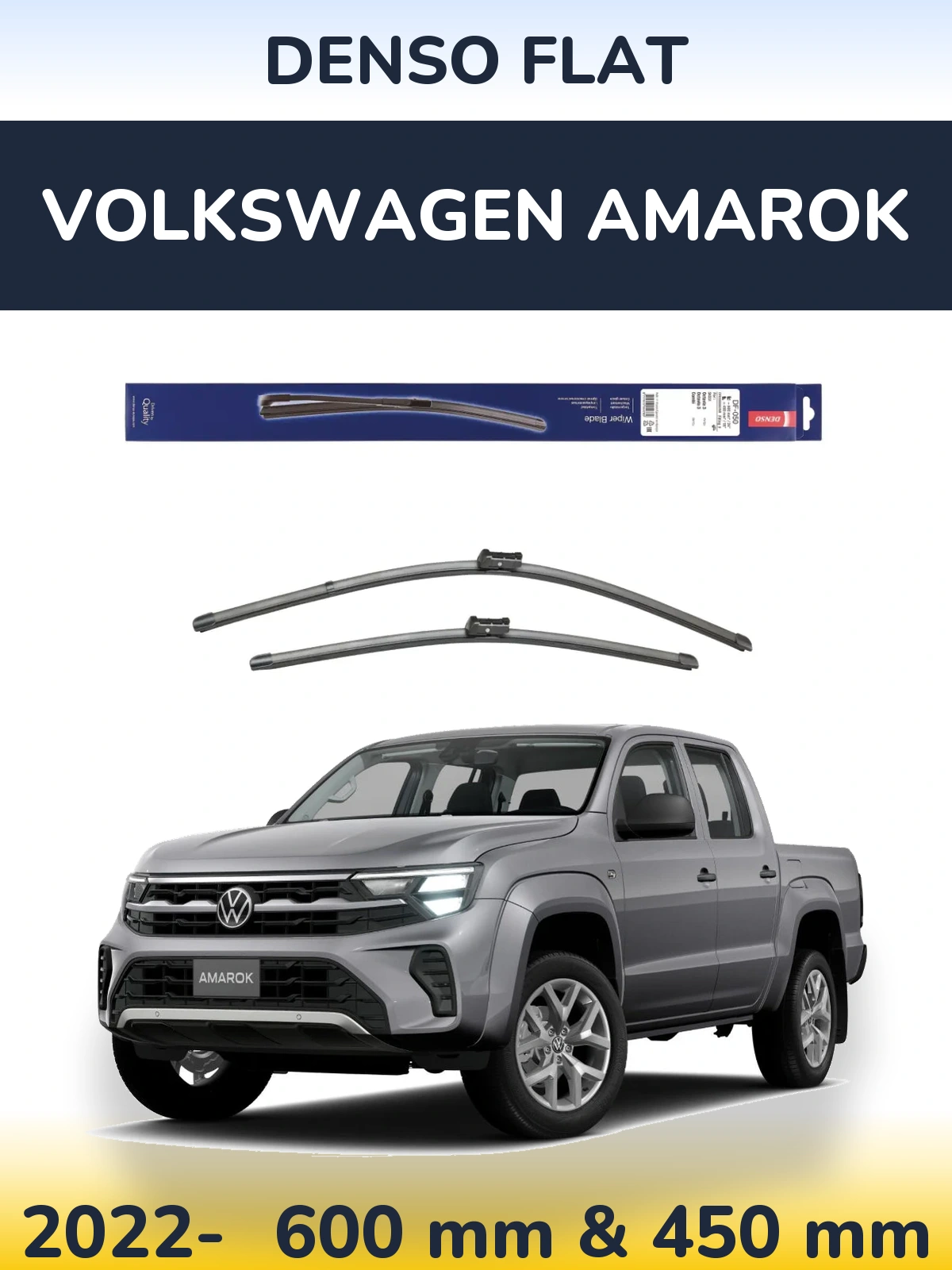 Sada předních stěračů Denso Flat 600 a 450 mm pro Volkswagen Amarok 2022-2026