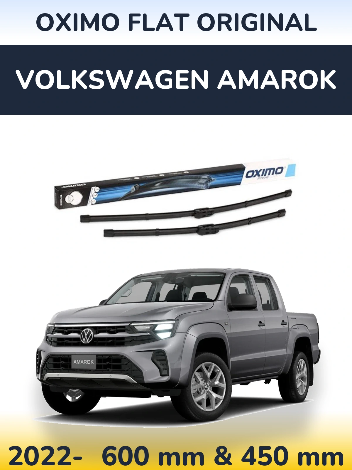 Sada předních stěračů Oximo Flat Original 600 a 450 mm pro Volkswagen Amarok 2022-2026