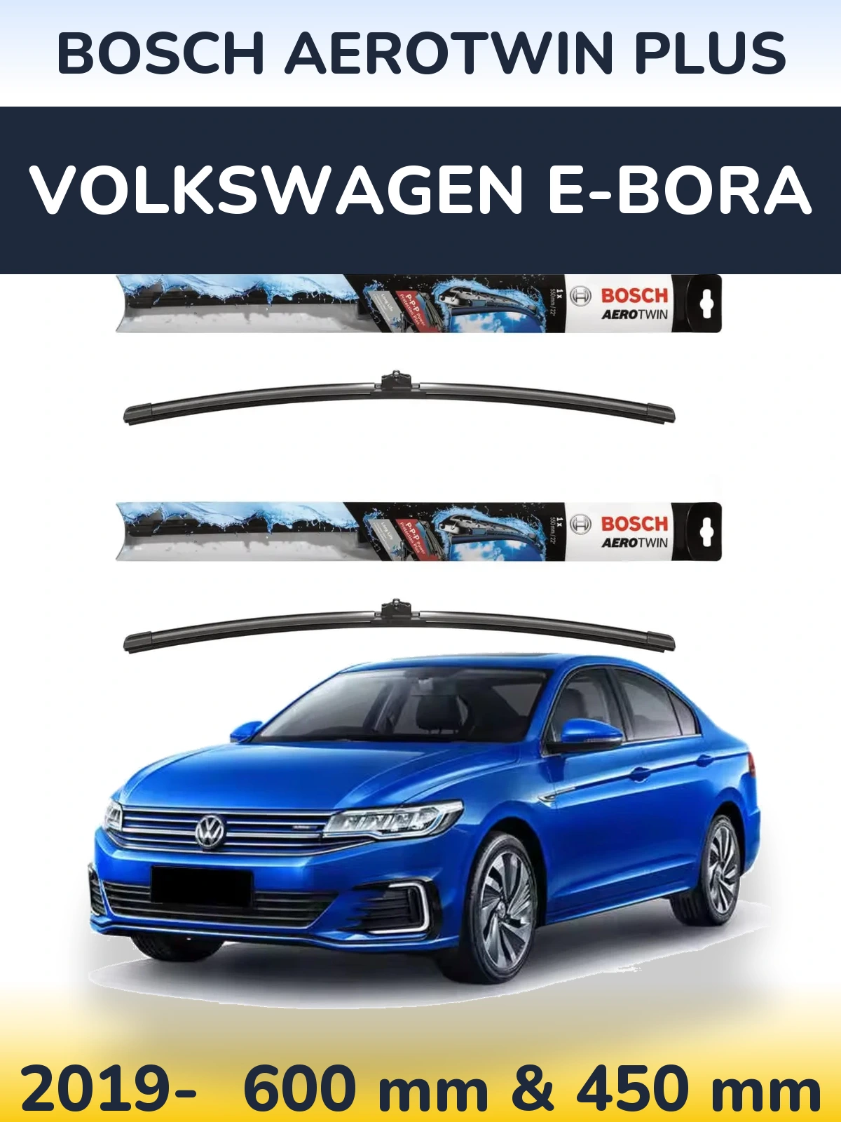 Комплект передніх щіток BOSCH AeroTwin Plus 600 & 450 мм для Volkswagen e-Bora 2019-2026