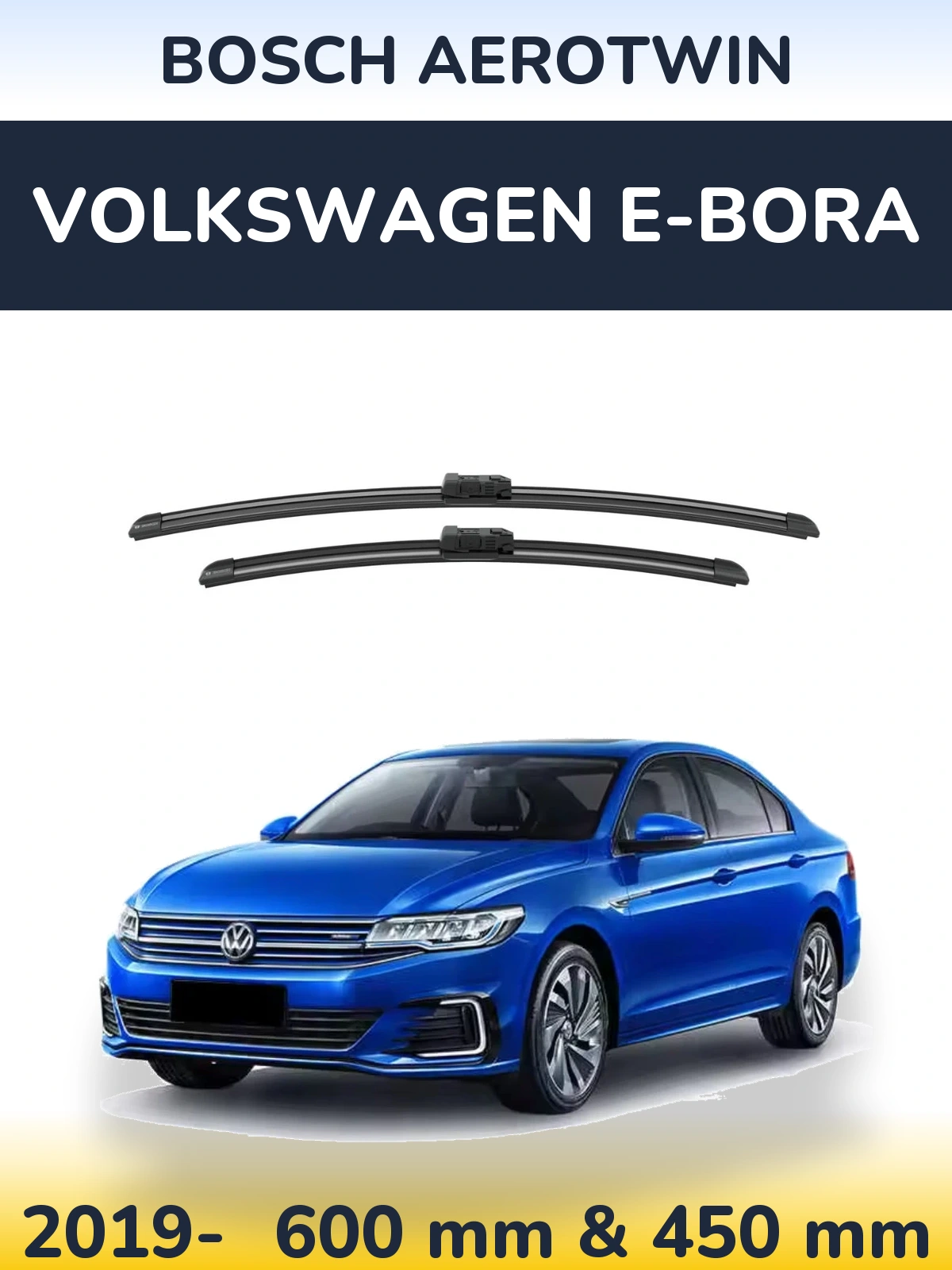 Sada předních stěračů BOSCH AeroTwin 600 a 450 mm pro Volkswagen e-Bora 2019-2026