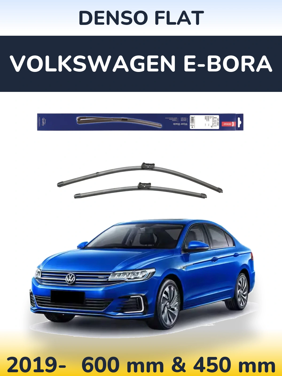 Sada předních stěračů Denso Flat 600 a 450 mm pro Volkswagen e-Bora 2019-2026