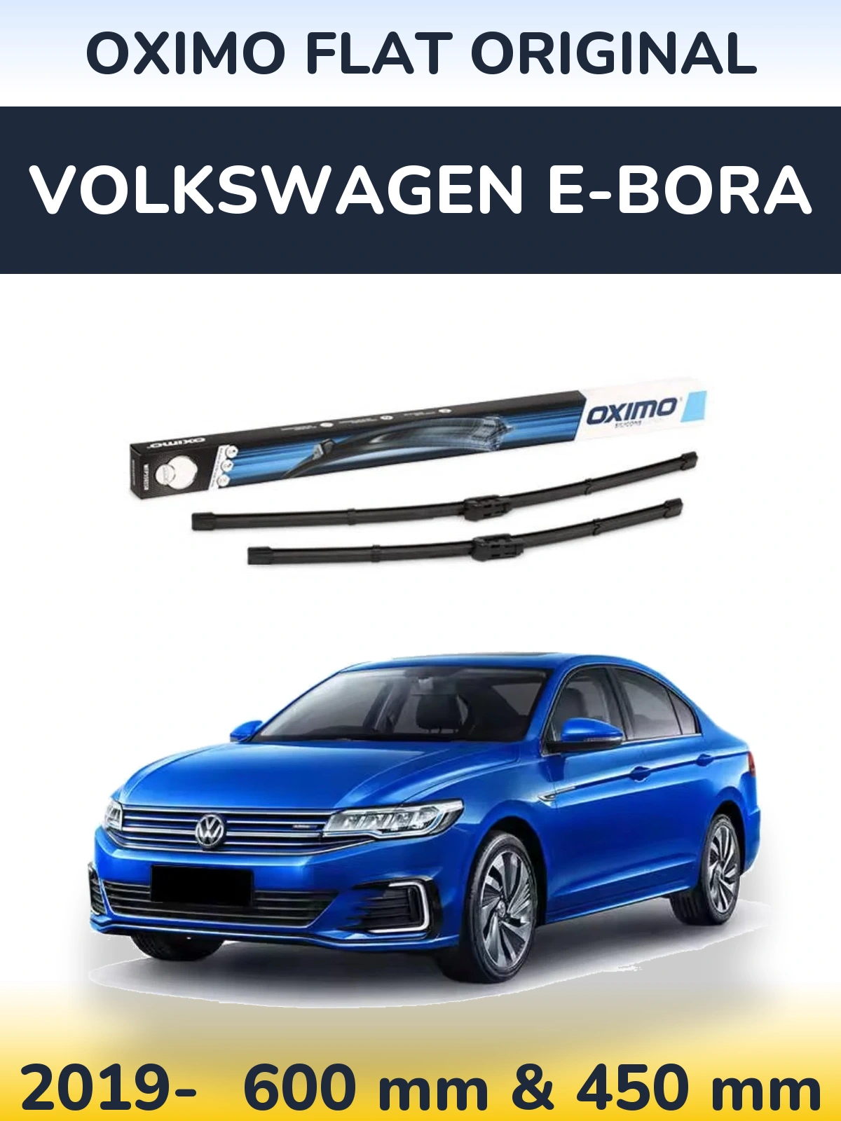 Sada předních stěračů Oximo Flat Original 600 a 450 mm pro Volkswagen e-Bora 2019-2026