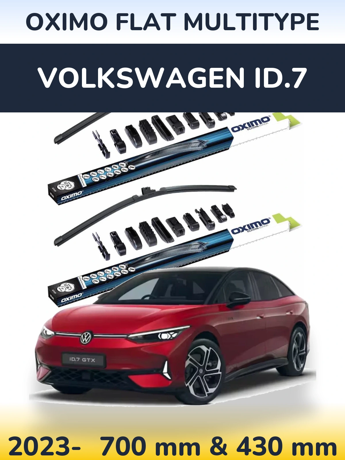Sada předních stěračů Oximo Flat MultiType 700 a 430 mm pro Volkswagen ID.7 2023-2026