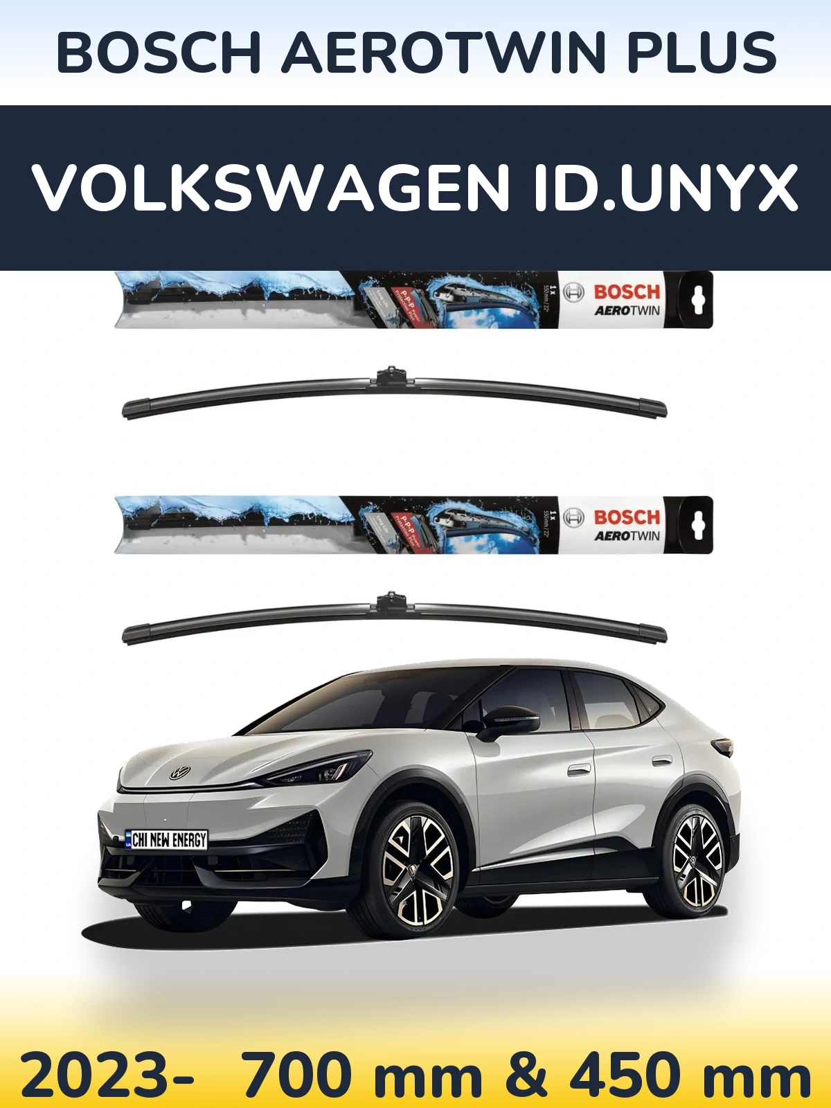 Sada předních stěračů BOSCH AeroTwin Plus 700 a 450 mm pro Volkswagen ID.UNYX 2023-2026