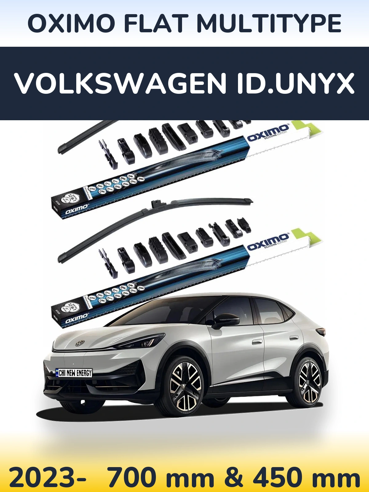 Sada předních stěračů Oximo Flat MultiType 700 a 450 mm pro Volkswagen ID.UNYX 2023-2026