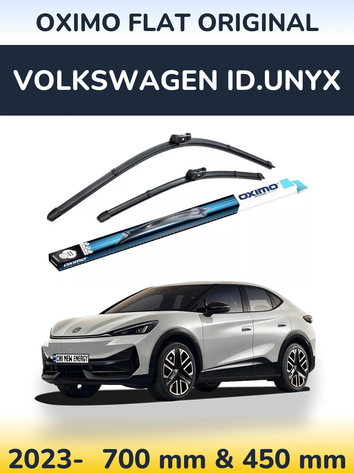 Sada předních stěračů Oximo Flat Original 700 a 450 mm pro Volkswagen ID.UNYX 2023-2026