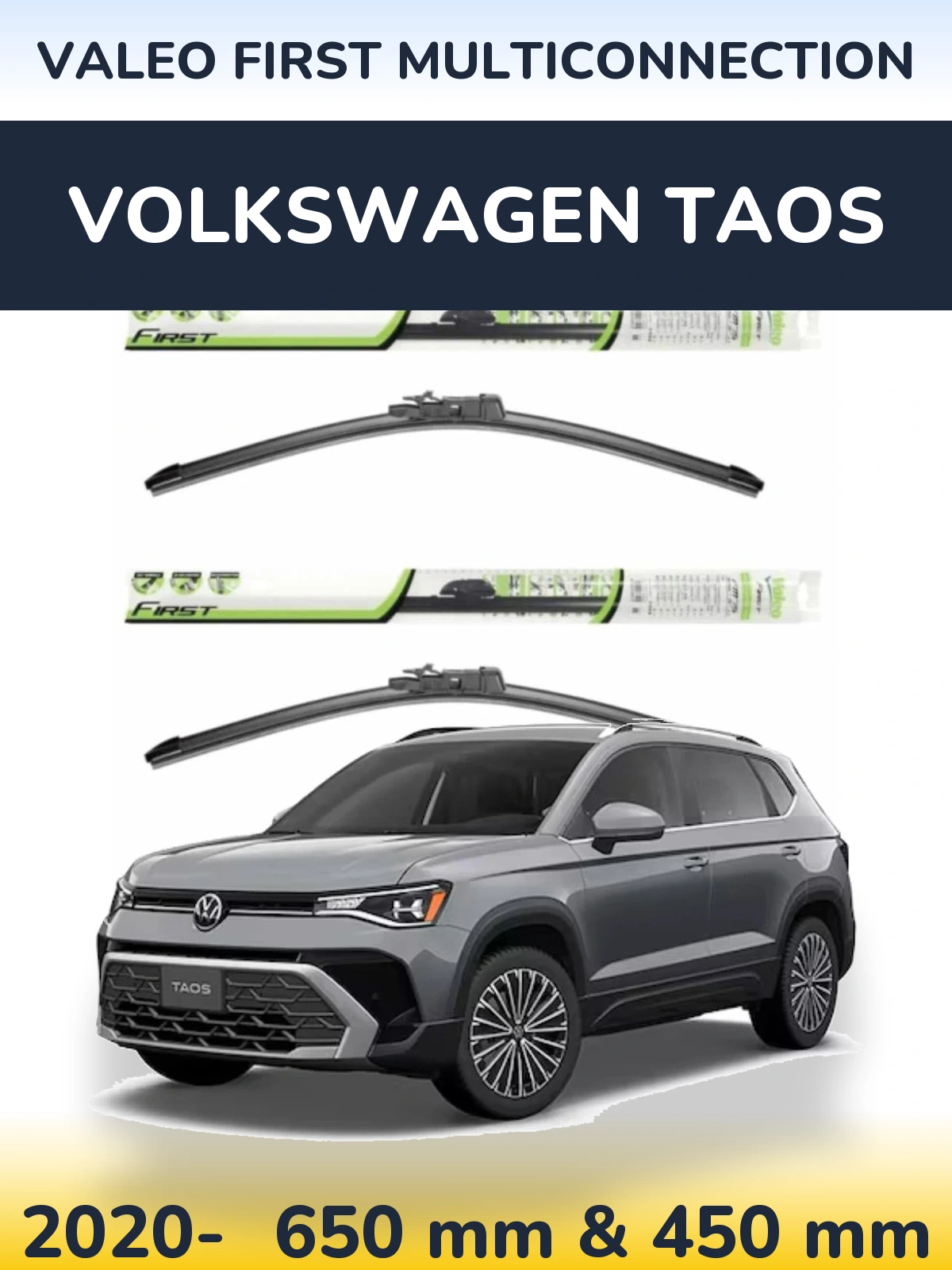 Sada předních stěračů Valeo First MultiConnection 650 a 450 mm pro Volkswagen Taos 2020-2026