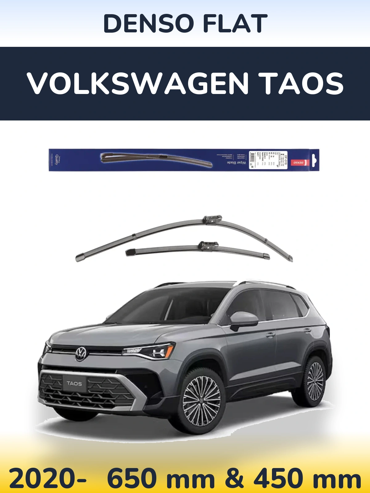 Sada předních stěračů Denso Flat 650 a 450 mm pro Volkswagen Taos 2020-2026
