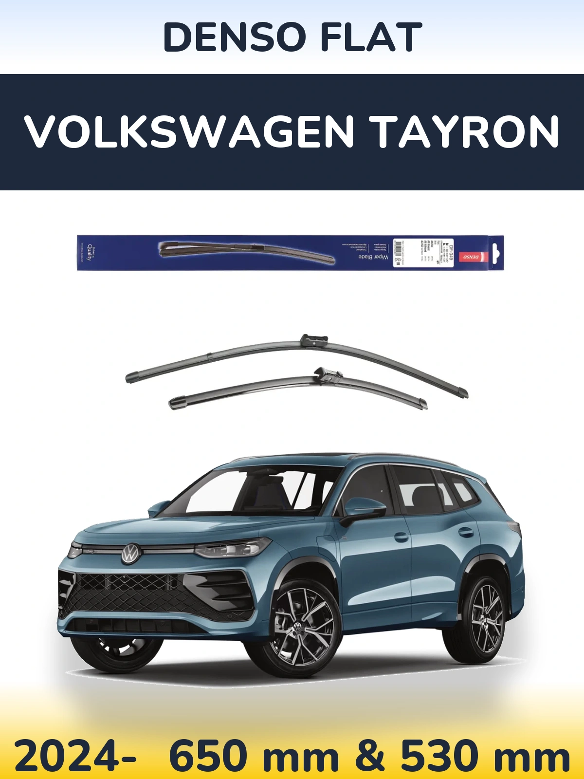 Sada předních stěračů Denso Flat 640 a 520 mm pro Volkswagen Tayron 2024-2026
