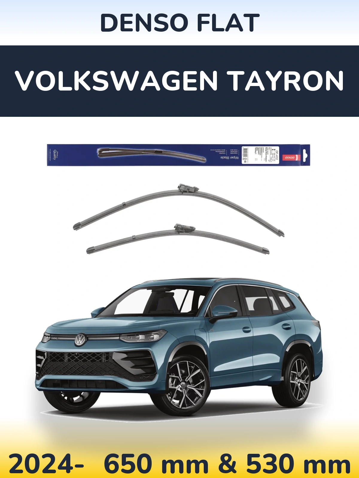 Sada předních stěračů Denso Flat 650 a 530 mm pro Volkswagen Tayron 2024-2026