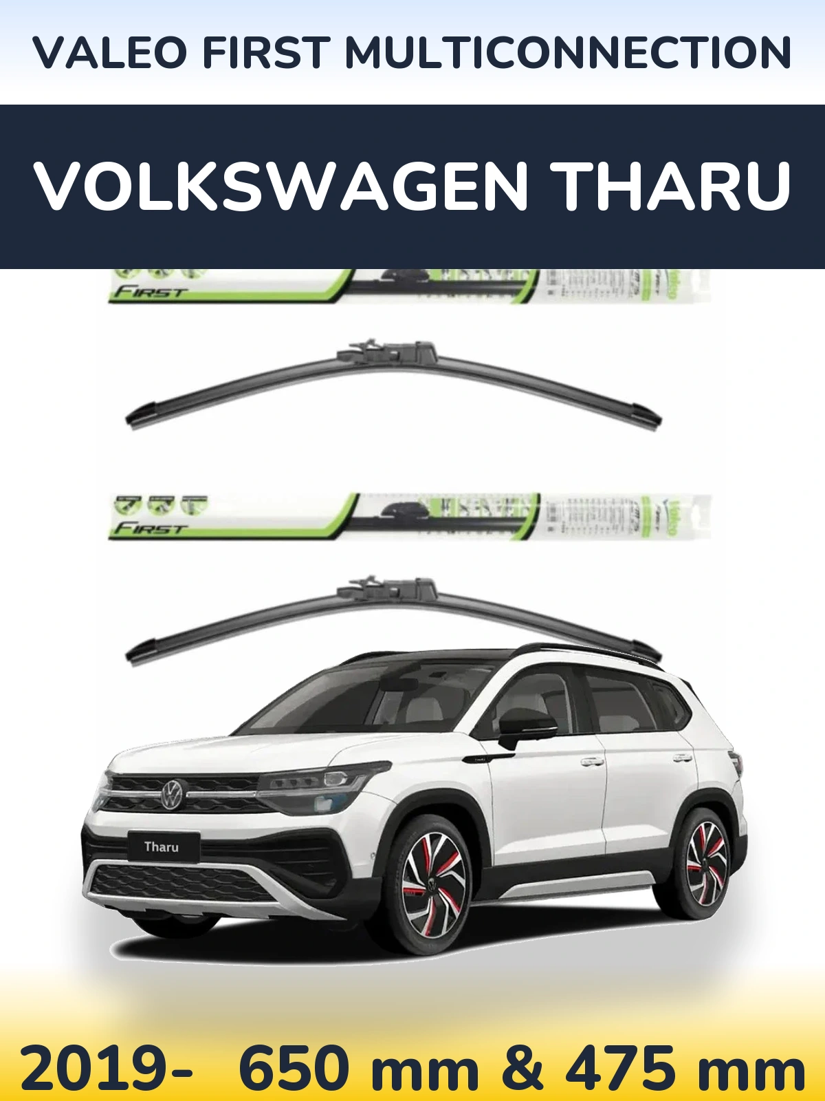 Sada předních stěračů Valeo First MultiConnection 650 a 475 mm pro Volkswagen Tharu 2019-2026