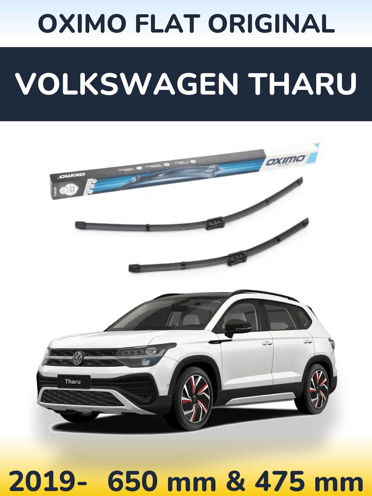 Sada předních stěračů Oximo Flat Original 650 a 475 mm pro Volkswagen Tharu 2019-2026