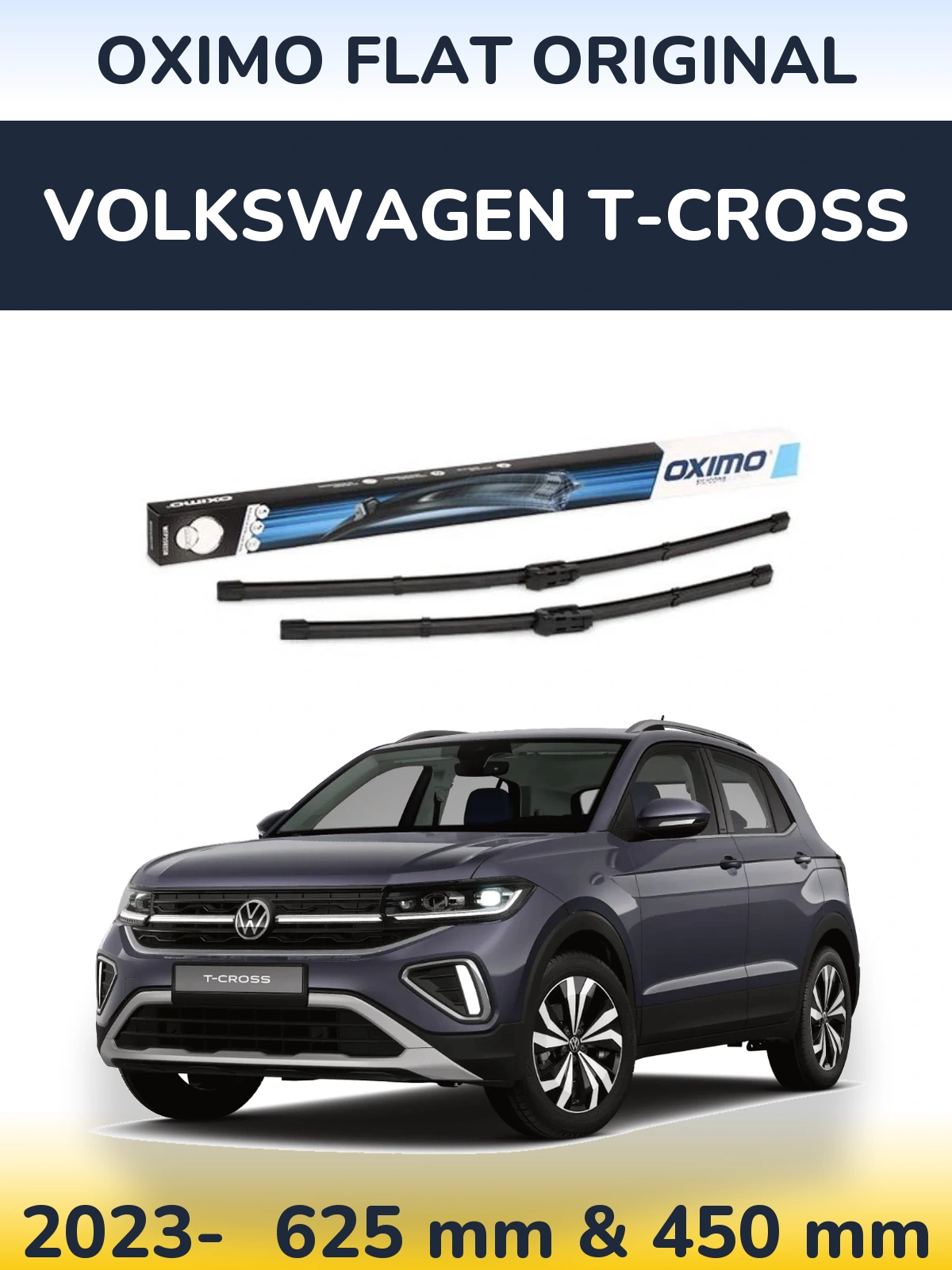 Sada předních stěračů Oximo Flat Original 600 a 450 mm pro Volkswagen T-Cross 2023-2026