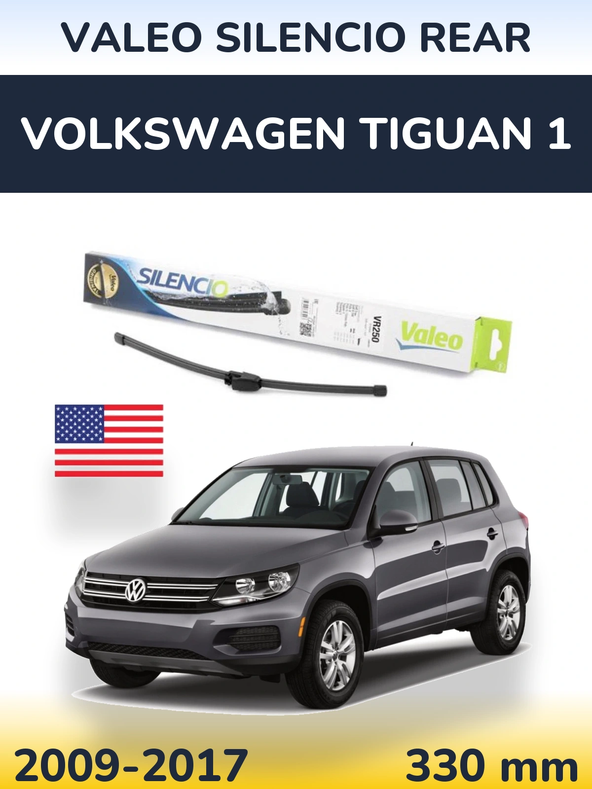 Zadní stěrač Valeo Silencio Rear 335 mm pro Volkswagen Tiguan 1 2009-2017