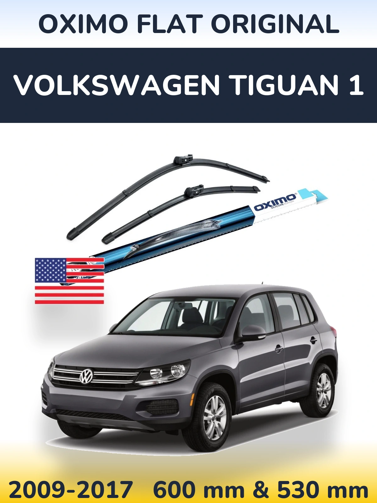 Sada předních stěračů Oximo Flat Original 600 a 500 mm pro Volkswagen Tiguan 1 2009-2017