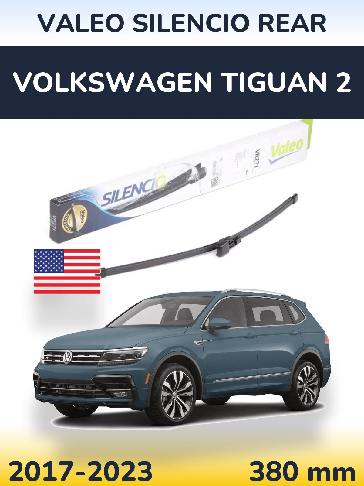 Задня щітка Valeo Silencio Rear 380 мм для Volkswagen Tiguan 2 2017-2023