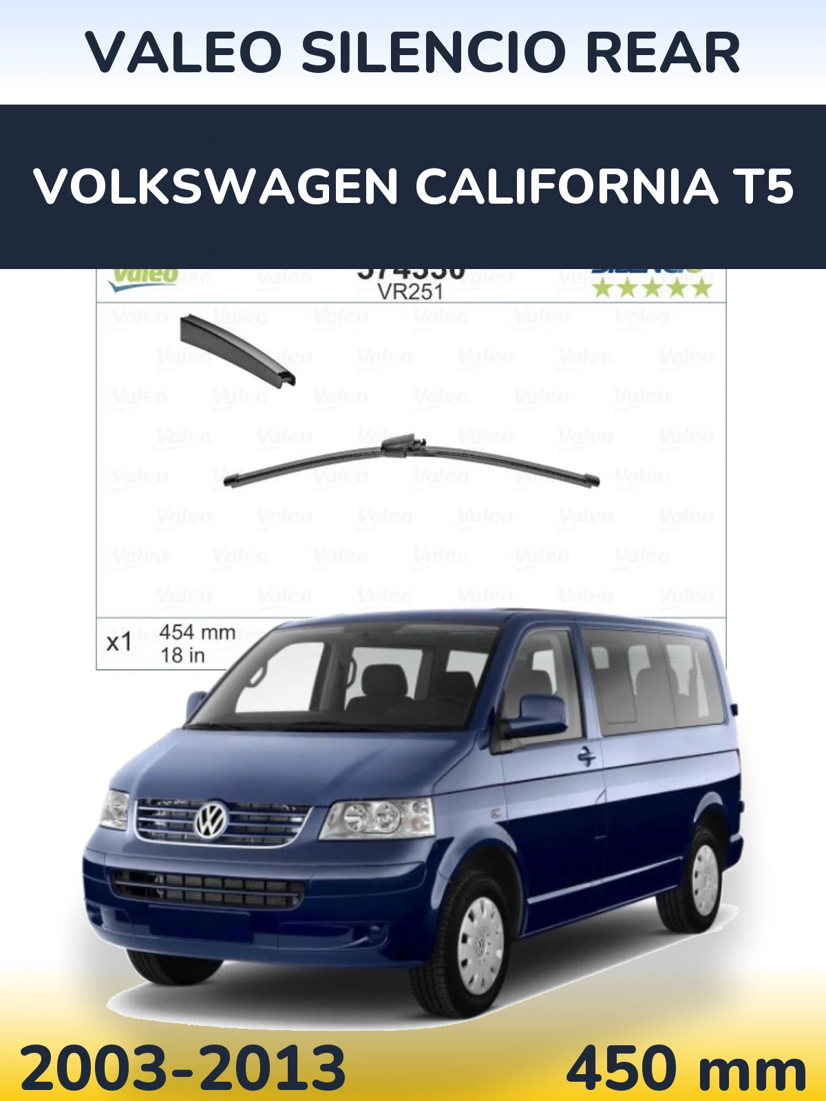Zadní stěrač Valeo Silencio Rear 454 mm pro Volkswagen California T5 2003-2013