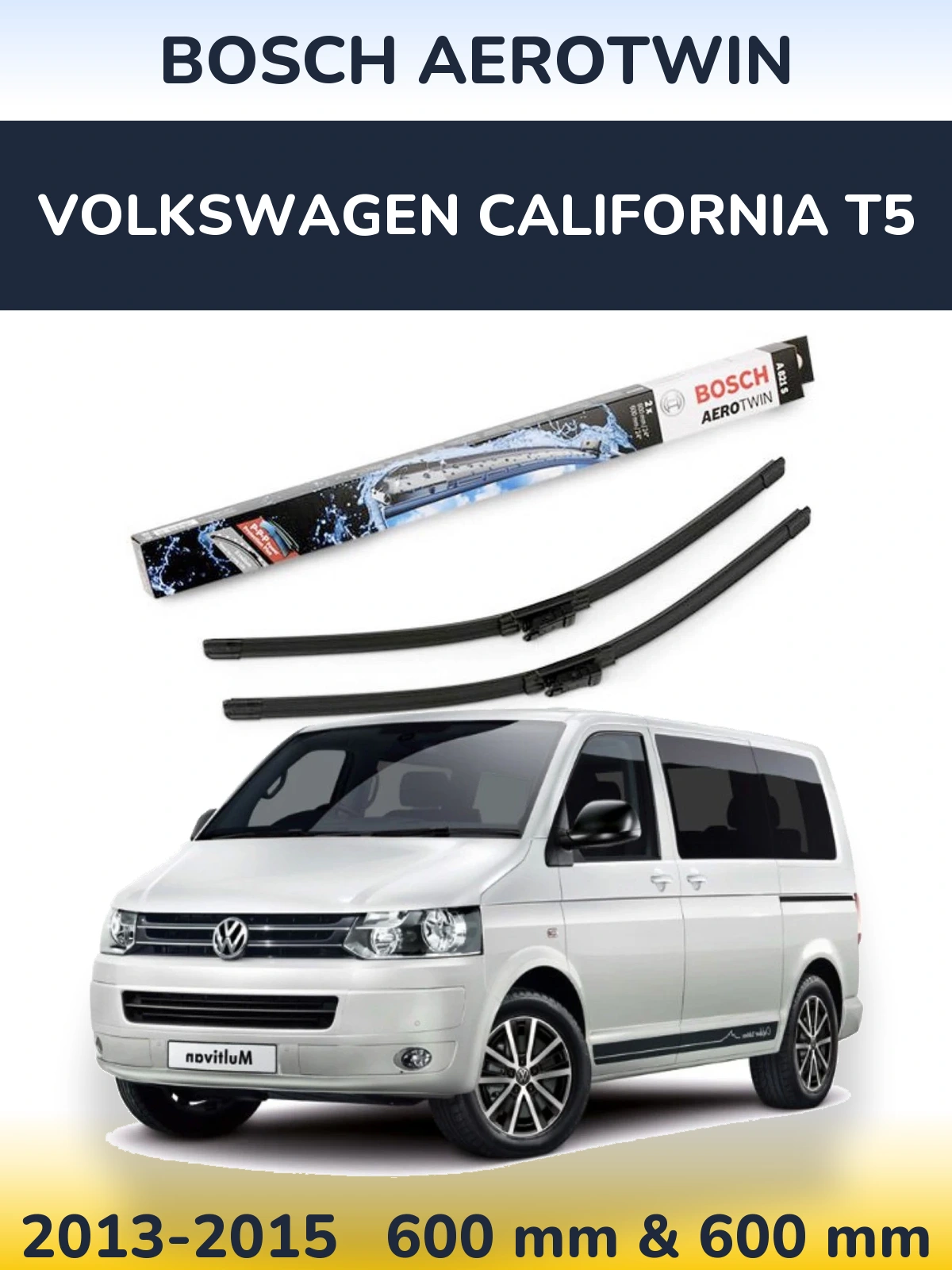 Sada předních stěračů BOSCH AeroTwin 600 a 600 mm pro Volkswagen California T5 2013-2015