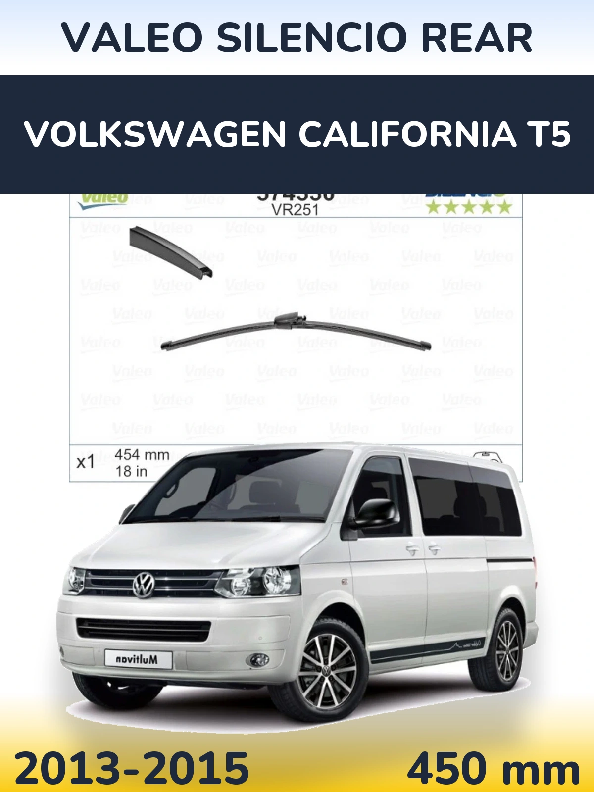 Zadní stěrač Valeo Silencio Rear 454 mm pro Volkswagen California T5 2013-2015