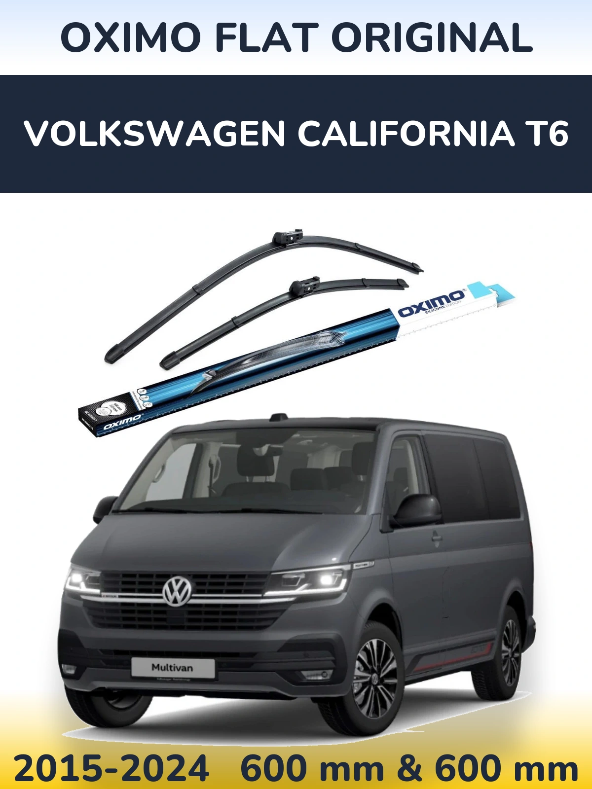 Sada předních stěračů Oximo Flat Original 600 a 600 mm pro Volkswagen California T6 2015-2024