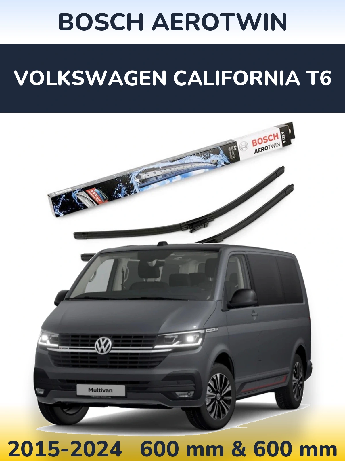 Комплект передніх щіток BOSCH AeroTwin 600 & 600 мм для Volkswagen California T6 2015-2024