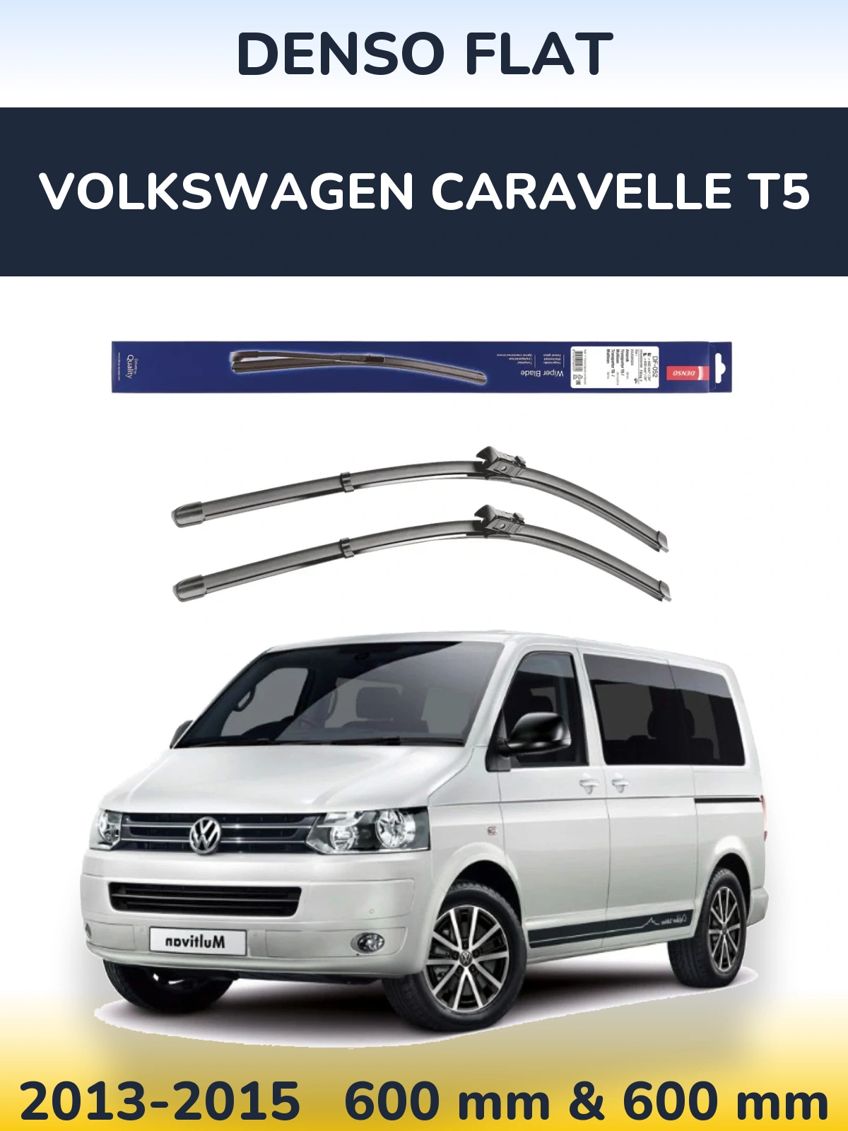 Sada předních stěračů Denso Flat 600 a 600 mm pro Volkswagen Caravelle T5 2013-2015