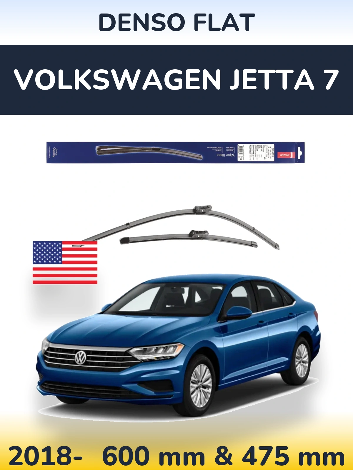 Sada předních stěračů Denso Flat 600 a 475 mm pro Volkswagen Jetta 7 2018-2026