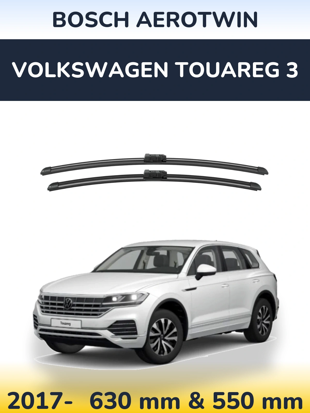 Sada předních stěračů BOSCH AeroTwin 625 a 550 mm pro Volkswagen Touareg 3 2017-2026