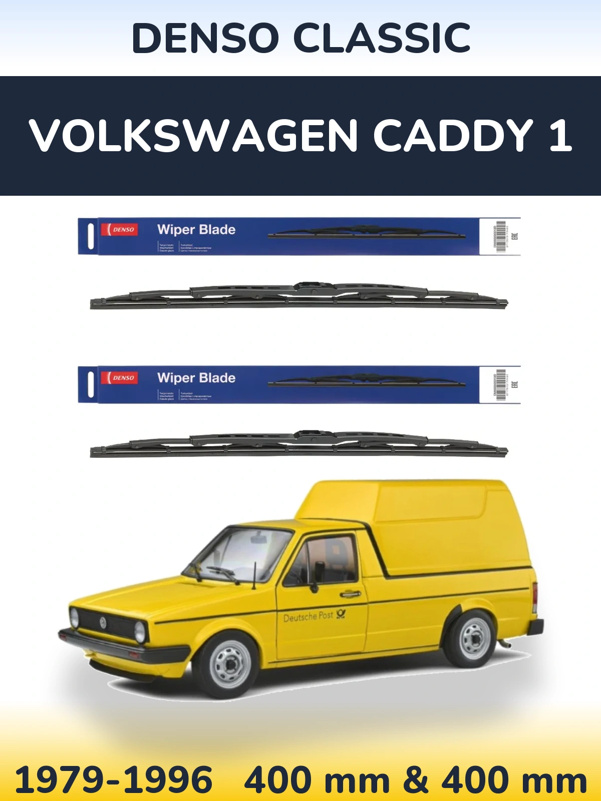 Sada předních stěračů Denso Classic 400 a 400 mm pro Volkswagen Caddy 1 1979-1996