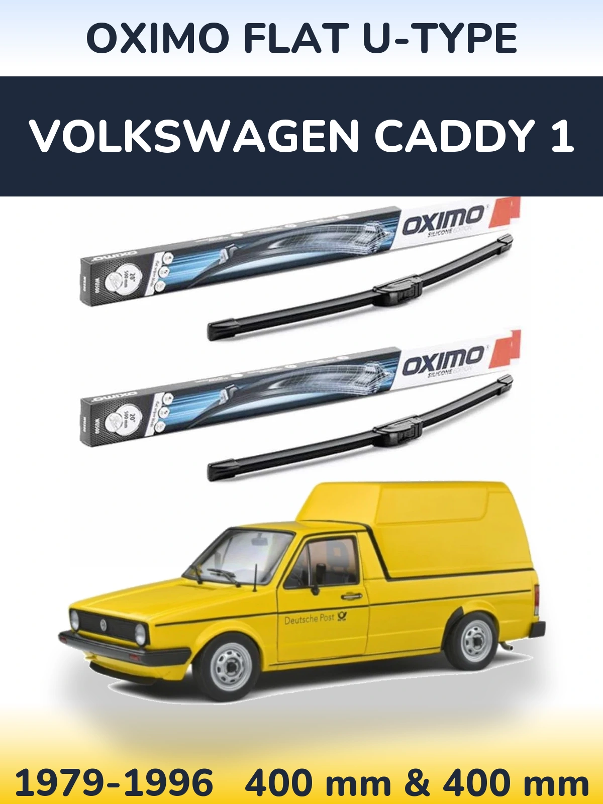 Sada předních stěračů Oximo Flat U-type 400 a 400 mm pro Volkswagen Caddy 1 1979-1996