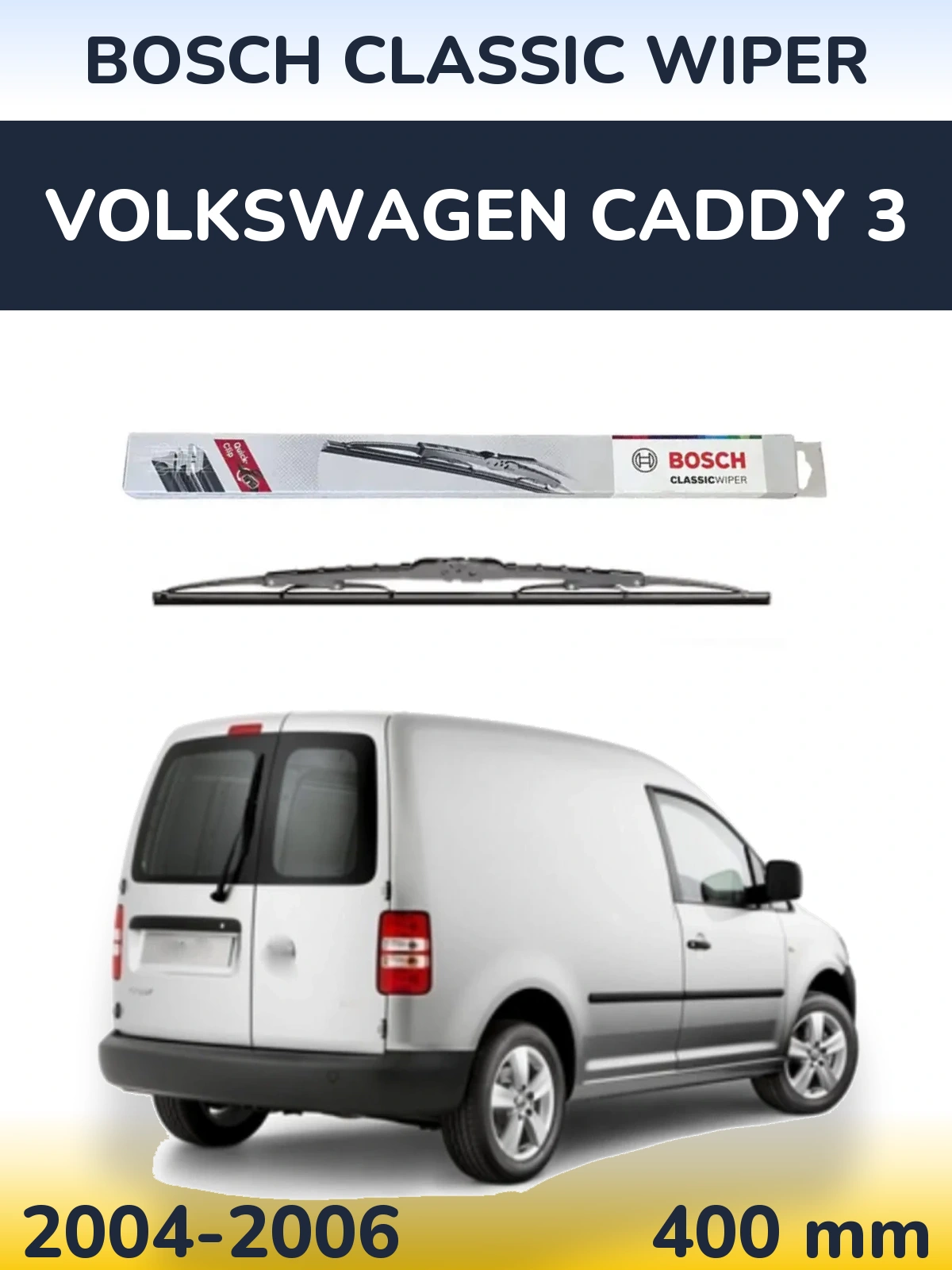 Zadní stěrač BOSCH Classic Wiper 400 mm pro Volkswagen Caddy 3 2004-2006