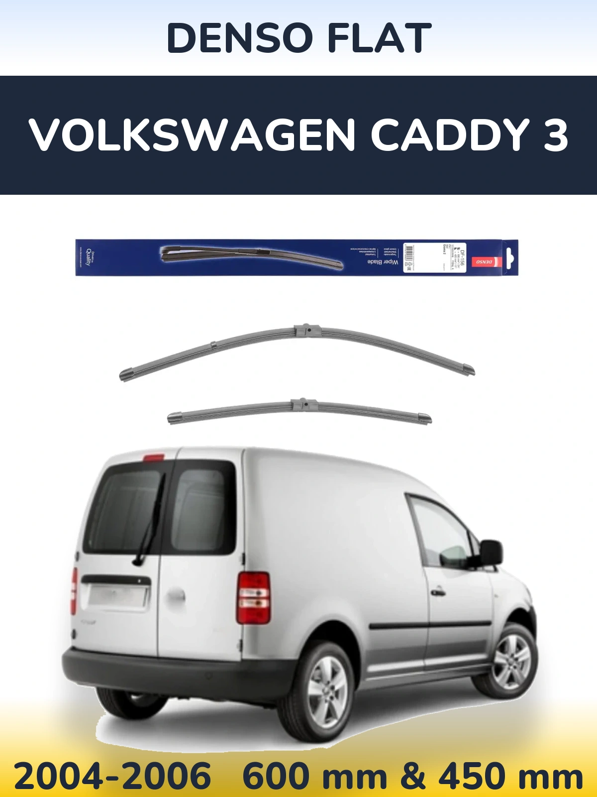 Sada předních stěračů Denso Flat 600 a 425 mm pro Volkswagen Caddy 3 2004-2006
