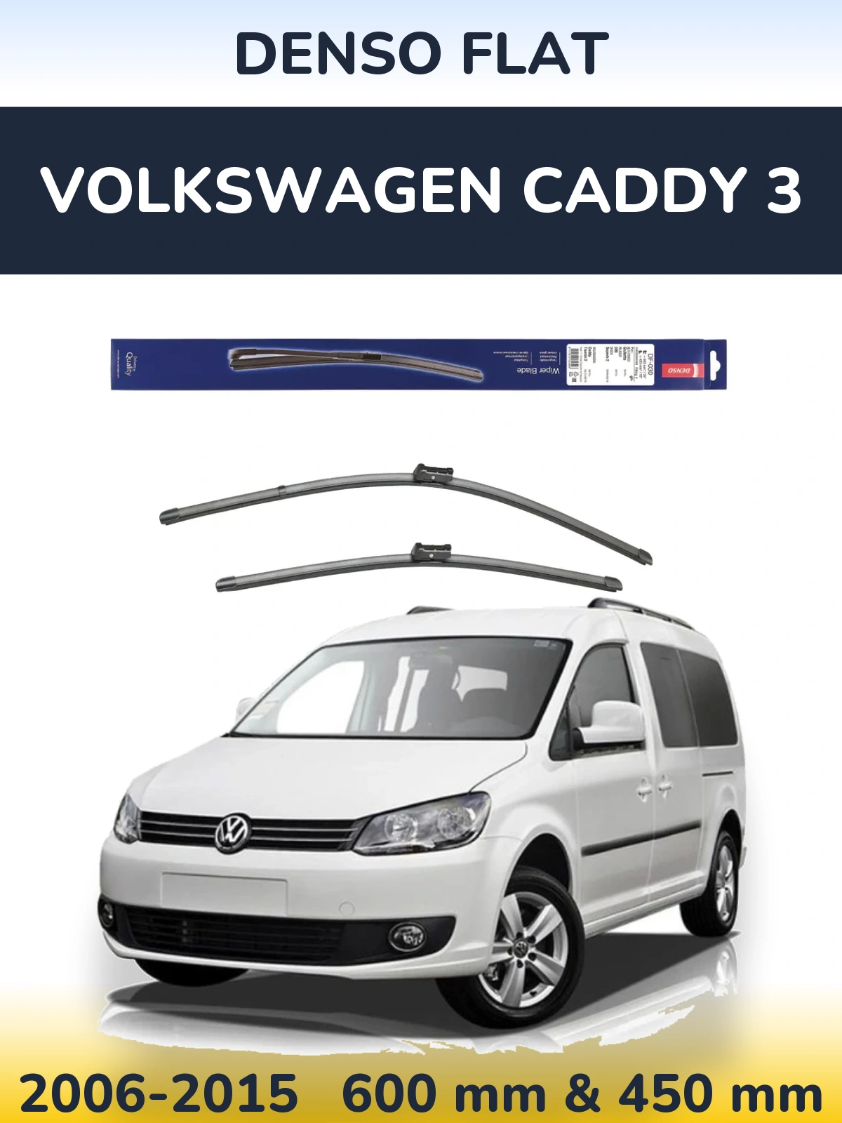 Sada předních stěračů Denso Flat 600 a 450 mm pro Volkswagen Caddy 3 2006-2015