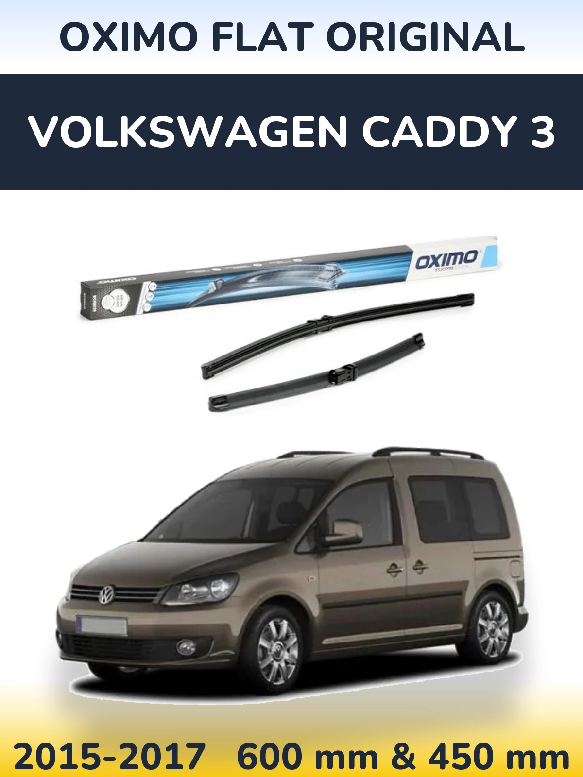 Sada předních stěračů Oximo Flat Original 600 a 450 mm pro Volkswagen Caddy 3 2015-2017