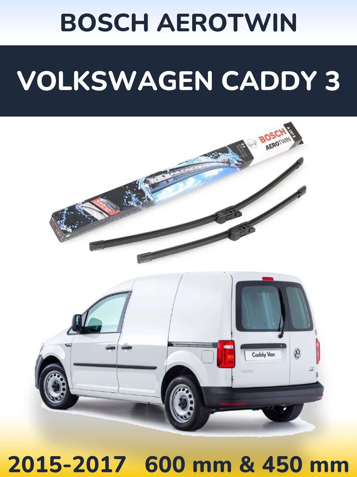 Sada předních stěračů BOSCH AeroTwin 600 a 450 mm pro Volkswagen Caddy 3 2015-2017