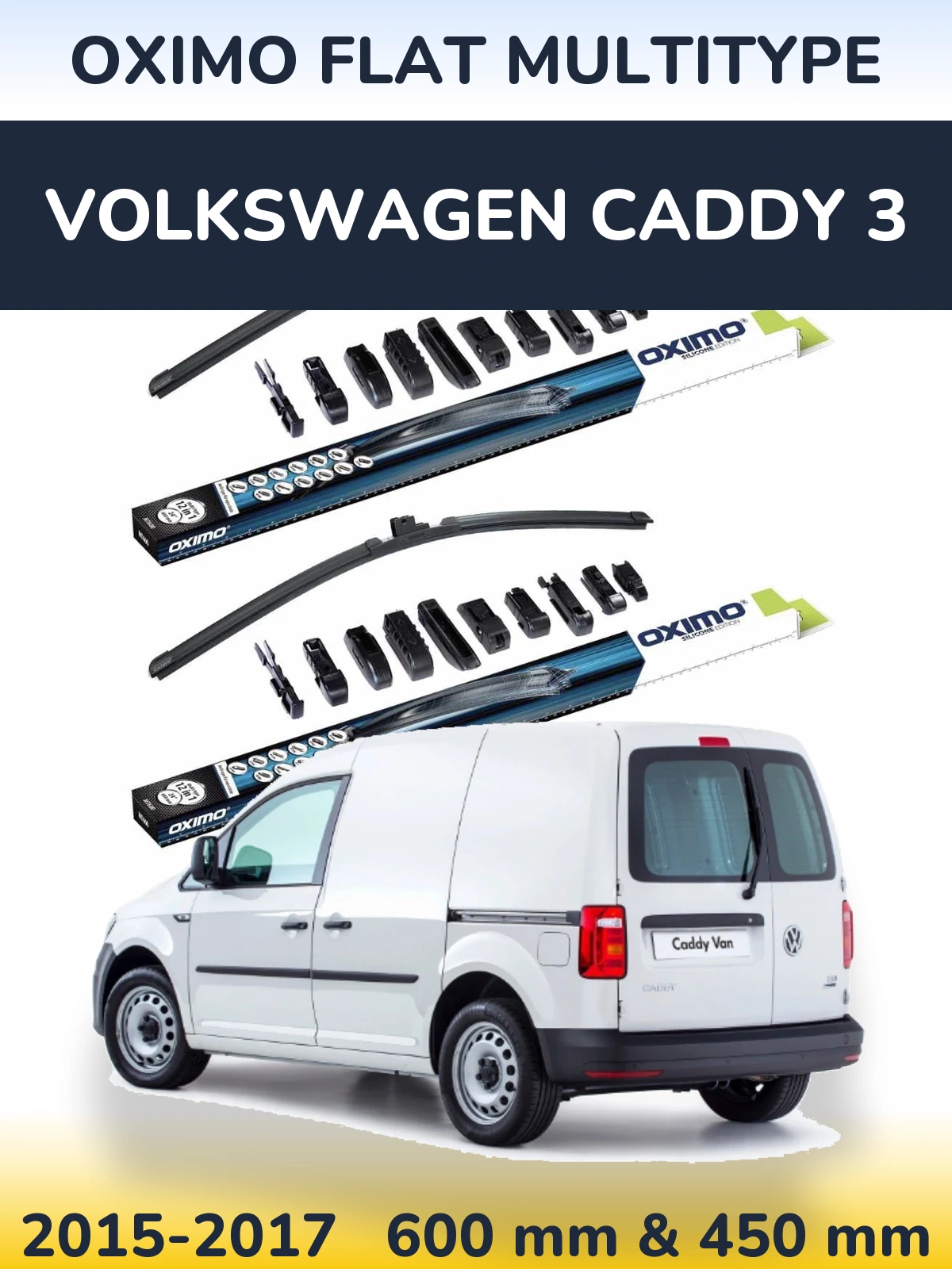 Sada předních stěračů Oximo Flat MultiType 600 a 450 mm pro Volkswagen Caddy 3 2015-2017