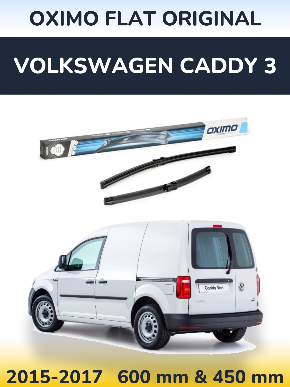 Комплект передніх щіток Oximo Flat Original 600 & 450 мм для Volkswagen Caddy 3 2015-2017