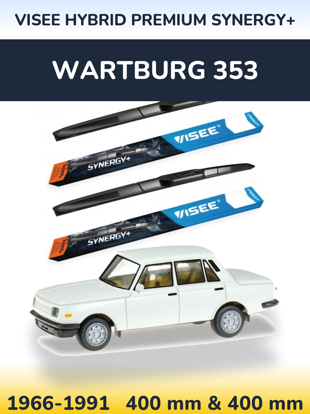 Sada předních stěračů VISEE HYBRID PREMIUM SYNERGY+ 400 a 400 mm pro Wartburg 353 1966-1991